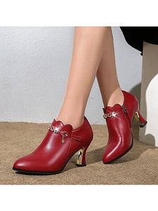 Plain Point Toe Date Outdoor Short High Heels Boots