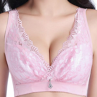 Sexy Lace-trim Wireless Deep Plunge Adjustable Lightly Lined Bras