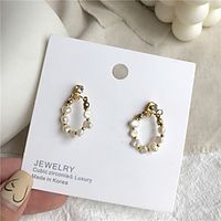 s925 silver needle retro freshwater pearl earrings female korean temperament baroque style back hanging earrings 452 Lightinthebox - thumbnail