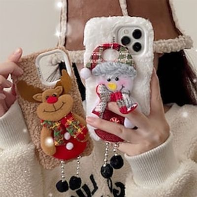 Phone Case For iPhone 15 Pro Max iPhone 14 13 12 11 Pro Max Plus Christmas Back Cover Shockproof Christmas Plush TPU Plush Lightinthebox
