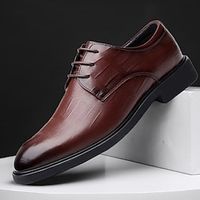 Men's Oxfords Derby Shoes Dress Shoes Walking Casual Daily Leather Comfortable Booties / Ankle Boots Loafer Black Brown Spring Fall miniinthebox - thumbnail