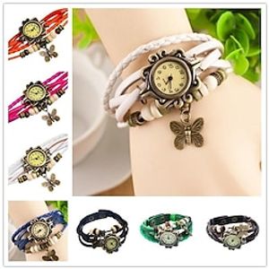 Women Fashion Vintage Butterfly Drop Leather Bracelet Watch Wrap Watch Lightinthebox