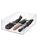 The Home Edit Hair Tool Stackable Bin 15 x 10 x 4.25 inch Clear