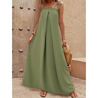 Women's Casual Dress Summer Dress Slip Dress Maxi Dress Backless Vacation Streetwear Maxi Spaghetti Strap Sleeveless Green Color Lightinthebox