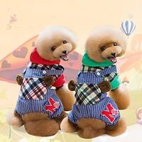 Dog Cat Jumpsuit Patchwork Adorable Stylish Ordinary Outdoor Casual Daily Winter Dog Clothes Puppy Clothes Dog Outfits Warm Green Red Costume for Girl and Boy Dog Cotton S M L XL XXL 3XL miniinthebox - thumbnail