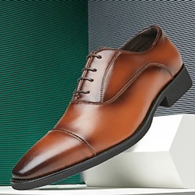 Men's Oxfords Derby Shoes Dress Shoes Walking Casual Daily Leather Comfortable Booties / Ankle Boots Loafer Black Brown Spring Fall miniinthebox