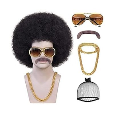 5Pcs Afro Wig Mens Disco Wig Black 70s Wig for Men 80s Wig for Mens Short Curly Wig Rocker Wig Punk Wig for Mens Boys Party Halloween Costume miniinthebox 5Pcs Afro Wig Mens Disco Wig Black 70s Wig for Men 80s Wig for Mens Short Curly Wig Rocker Wig Punk Wig for Mens Boys Party Halloween Costume miniinthebox