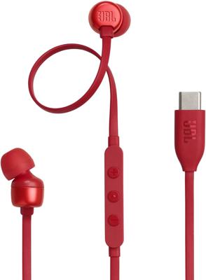 JBL Tune 310C Headphones Wired In-Ear Headphones Pure Bass Sound, Microphone and USB-C Port- Red