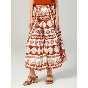 Printed casual orange Swing Pants