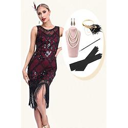 Retro Vintage Roaring 20s 1920s Flapper Dress Outfits Cocktail Dress The Great Gatsby Flapper Girl Women's Sequins Wedding Wedding Guest Party / Evening Dress Lightinthebox