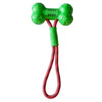 Miss Bear Green Bone With Rope Dog Chew Toy - M/L Dogs