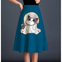 Women's Party Evening Festival Elegant Vintage Capris Skirts Animal Ruffle Print Blue Blushing Pink Brown miniinthebox - thumbnail