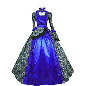 Princess Maria Antonietta Floral Style Rococo Victorian Renaissance Vacation Dress Dress Party Costume Masquerade Women's Costume Blue Vintage Cosplay Christmas Halloween Party / Evening 3/4 Length miniinthebox