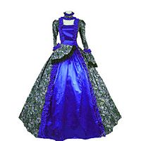 Princess Maria Antonietta Floral Style Rococo Victorian Renaissance Vacation Dress Dress Party Costume Masquerade Women's Costume Blue Vintage Cosplay Christmas Halloween Party / Evening 3/4 Length miniinthebox - thumbnail