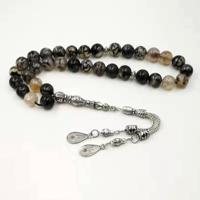 Black thread natural agate rosary