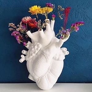 Heart Vase Ornament Decorative Objects Resin Modern Contemporary for Home Decoration Gifts 1pc miniinthebox