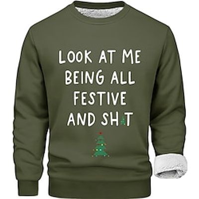 Graphic Letter Men's Daily 3D Print Sweatshirt Christmas Sports Outdoor Holiday Sweatshirts Black Brown Long Sleeve Crew Neck Print Fleece Fall  Winter Designer Hoodie Sweatshirt Lightinthebox