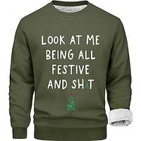 Graphic Letter Men's Daily 3D Print Sweatshirt Christmas Sports Outdoor Holiday Sweatshirts Black Brown Long Sleeve Crew Neck Print Fleece Fall  Winter Designer Hoodie Sweatshirt Lightinthebox - thumbnail