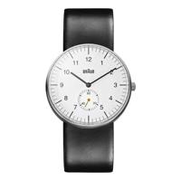 Braun Gents Classic Watch, Quartz 3, 50M Water Resistance With A Scratch Resistant Mineral Glass, 2 Year Warranty, White Dial & Black Leather Strap - BN0024WHBKG