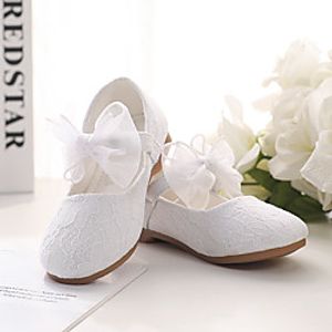 Girls' Flats Flower Girl Shoes Lace Breathable Mesh Breathability Wedding Cute Dress Shoes Toddler(9m-4ys) Little Kids(4-7ys) Wedding Party Party  Evening Bowknot Pink White Fall Spring miniinthebox