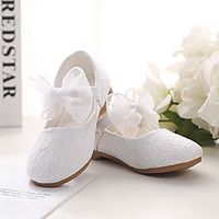 Girls' Flats Flower Girl Shoes Lace Breathable Mesh Breathability Wedding Cute Dress Shoes Toddler(9m-4ys) Little Kids(4-7ys) Wedding Party Party  Evening Bowknot Pink White Fall Spring miniinthebox - thumbnail