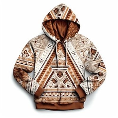 Graphic Tribal Boho Daily Basic Ethnic Men's 3D Print Hoodie Pullover Sports Outdoor Holiday Vacation Hoodies Brown Green Hooded Front Pocket Print Spring   Fall Designer Lightinthebox