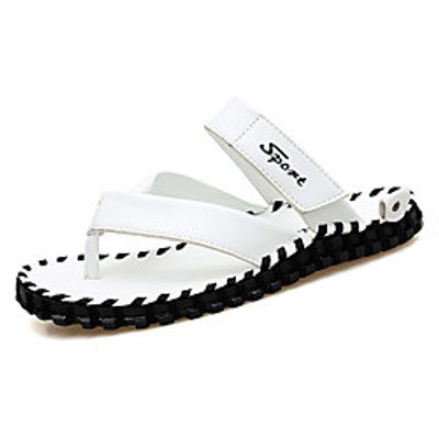 Men's Slippers  Flip-Flops Crochet Leather Shoes Flat Sandals Casual Beach Daily Outdoor Water Shoes Walking Shoes Nappa Leather Cowhide Breathable Non-slipping Shock Absorbing Booties  Ankle Boots Lightinthebox