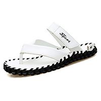Men's Slippers  Flip-Flops Crochet Leather Shoes Flat Sandals Casual Beach Daily Outdoor Water Shoes Walking Shoes Nappa Leather Cowhide Breathable Non-slipping Shock Absorbing Booties  Ankle Boots Lightinthebox - thumbnail