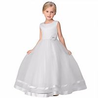 Kids Girls' Dress Party Dress Solid Color Sleeveless Formal Wedding Special Occasion Mesh Fashion Adorable Princess Cotton Maxi Party Dress Swing Dress A Line Dress Summer Spring 3-12 Years White Lightinthebox - thumbnail