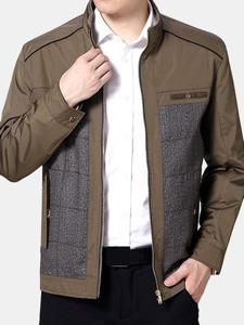 Mens Patchwork Stand Collar Jackets