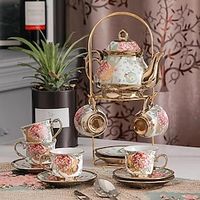 20pcs Tea Set, Ceramics Tea Set, Afternoon Tea Set Porcelain Tea Set With Metal Holder, European Ceramic Tea Set For Adults,Flower Tea Set,Tea Set For Women With Flower Painting Lightinthebox - thumbnail