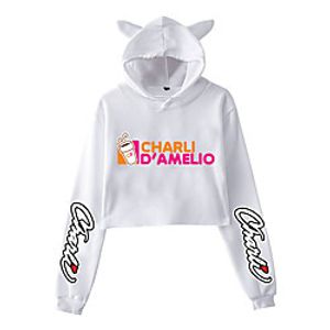 Inspired by Cosplay Charli D'Amelio Crop Top Hoodie Anime Polyester / Cotton Blend Graphic Prints Printing Harajuku Graphic Crop Top For Women's / Men's miniinthebox