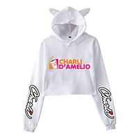 Inspired by Cosplay Charli D'Amelio Crop Top Hoodie Anime Polyester / Cotton Blend Graphic Prints Printing Harajuku Graphic Crop Top For Women's / Men's miniinthebox - thumbnail