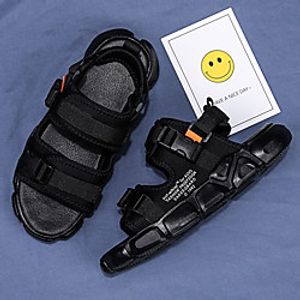 Men's Sandals Casual Beach Daily Water Shoes Walking Shoes PU Elastic Fabric Breathable Non-slipping Wear Proof Black Beige Gray Summer miniinthebox