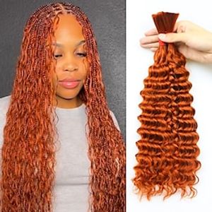 2 Bundle  Deep Wave Bulk Human Hair for Braiding No Weft 100g (1Pack-2Bundles) 100% Unprocessed Brazilian Virgin Human Hair Bulk Human Braiding Hair For Micro Braids Curly Deep Bulk 18 inch Lightinthebox