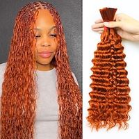 2 Bundle  Deep Wave Bulk Human Hair for Braiding No Weft 100g (1Pack-2Bundles) 100% Unprocessed Brazilian Virgin Human Hair Bulk Human Braiding Hair For Micro Braids Curly Deep Bulk 18 inch Lightinthebox - thumbnail