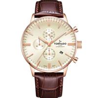 Tornado Men's Chronograph Display Watch & Leather Strap, Brown - T6102-RLDI