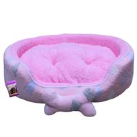 Coco Kindi Pink Color Cloud Pattern Washable Oval Shape Fur Bed For Dogs & Cats - Size 2 - 58 X 48 X 15Cm