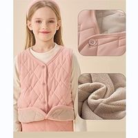 Kids Unisex Vest Coat Outerwear Solid Color Plaid Sleeveless Coat School Adorable Daily Black Pink Purple Spring Fall 7-13 Years Lightinthebox - thumbnail