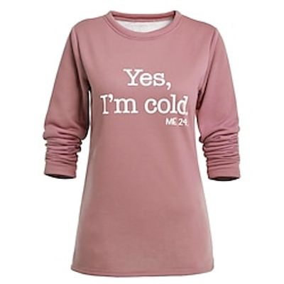 Women's Sweatshirt Pullover Fleece Lined Fleece Letter Active Sportswear Print Black Dark Pink Blue Casual Sports Round Neck Long Sleeve Fleece lined Micro-elastic Fall  Winter Lightinthebox