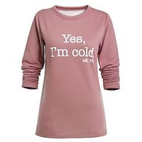 Women's Sweatshirt Pullover Fleece Lined Fleece Letter Active Sportswear Print Black Dark Pink Blue Casual Sports Round Neck Long Sleeve Fleece lined Micro-elastic Fall  Winter Lightinthebox - thumbnail