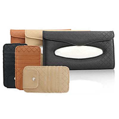 Genuine Leather Car Visor Tissue Holder with CD Holder Multi-Functional CD Organizer Visor Tissue Box Bag Card Slot for Car amp; Truck miniinthebox