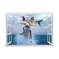 3D Fake Window Dinosaur Shark Sniper Home Children's Room Background Decoration Removable Stickers Wall Stickers for bedroom living room miniinthebox - thumbnail