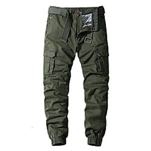 Men's Casual / Sporty Chino Soft Sports Daily Leisure Sports Pants Chinos Pants Solid Colored Full Length Sporty ArmyGreen Blue Grey Khaki Black miniinthebox