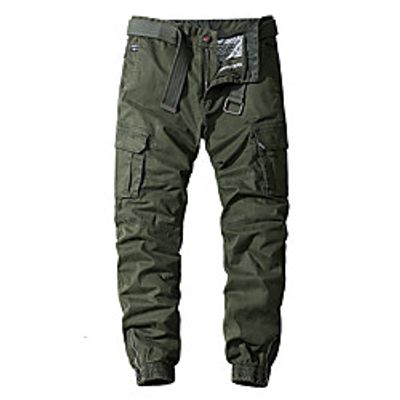 Men's Casual / Sporty Chino Soft Sports Daily Leisure Sports Pants Chinos Pants Solid Colored Full Length Sporty ArmyGreen Blue Grey Khaki Black miniinthebox