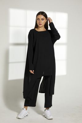 Moistreet Black Cey Fabric Top And Pants Set (XS, S, M, L, XL, XXL) Moistreet Black Cey Fabric Top And Pants Set (XS, S, M, L, XL, XXL)