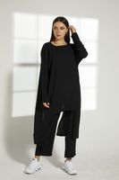 Moistreet Black Cey Fabric Top And Pants Set (XS, S, M, L, XL, XXL) - thumbnail