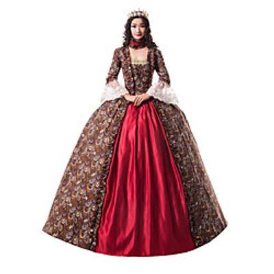 Princess Maria Antonietta Floral Style Rococo Victorian Renaissance Vacation Dress Dress Party Costume Masquerade Prom Dress Women's Costume Red Vintage Cosplay Christmas Halloween Party / Evening miniinthebox