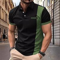 Men's Golf Shirt Golf Polo Work Casual Lapel Short Sleeve Basic Modern Color Block Patchwork Button Spring Summer Regular Fit Red Royal Blue Green Golf Shirt Lightinthebox