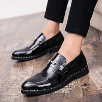 Men's Loafers Slip-Ons Fashion Boots Walking Casual Daily Microfiber Comfortable Booties / Ankle Boots Loafer Black Spring Lightinthebox - thumbnail